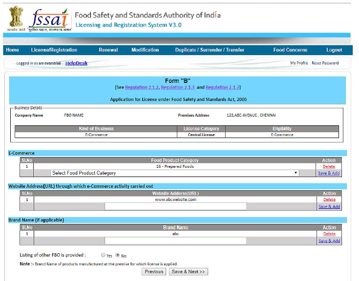 FSSAI License for ecommerce startup